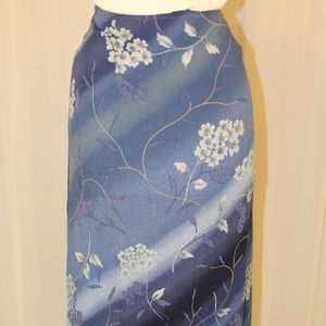 TOBY Blue Floral Midi Skirt
